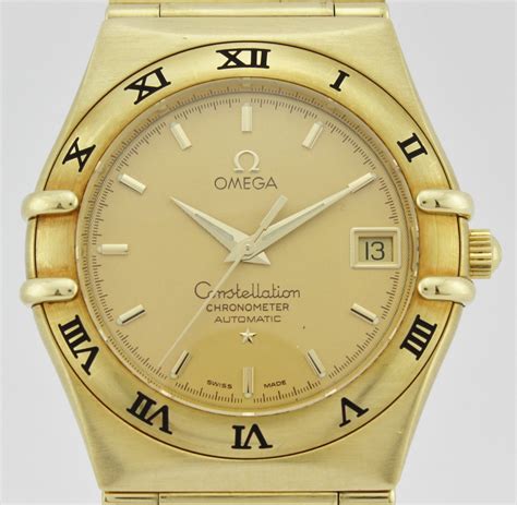 omega constellation automatic chronometer 18k gold mens watch|omega automatic chronometer constellation gold.